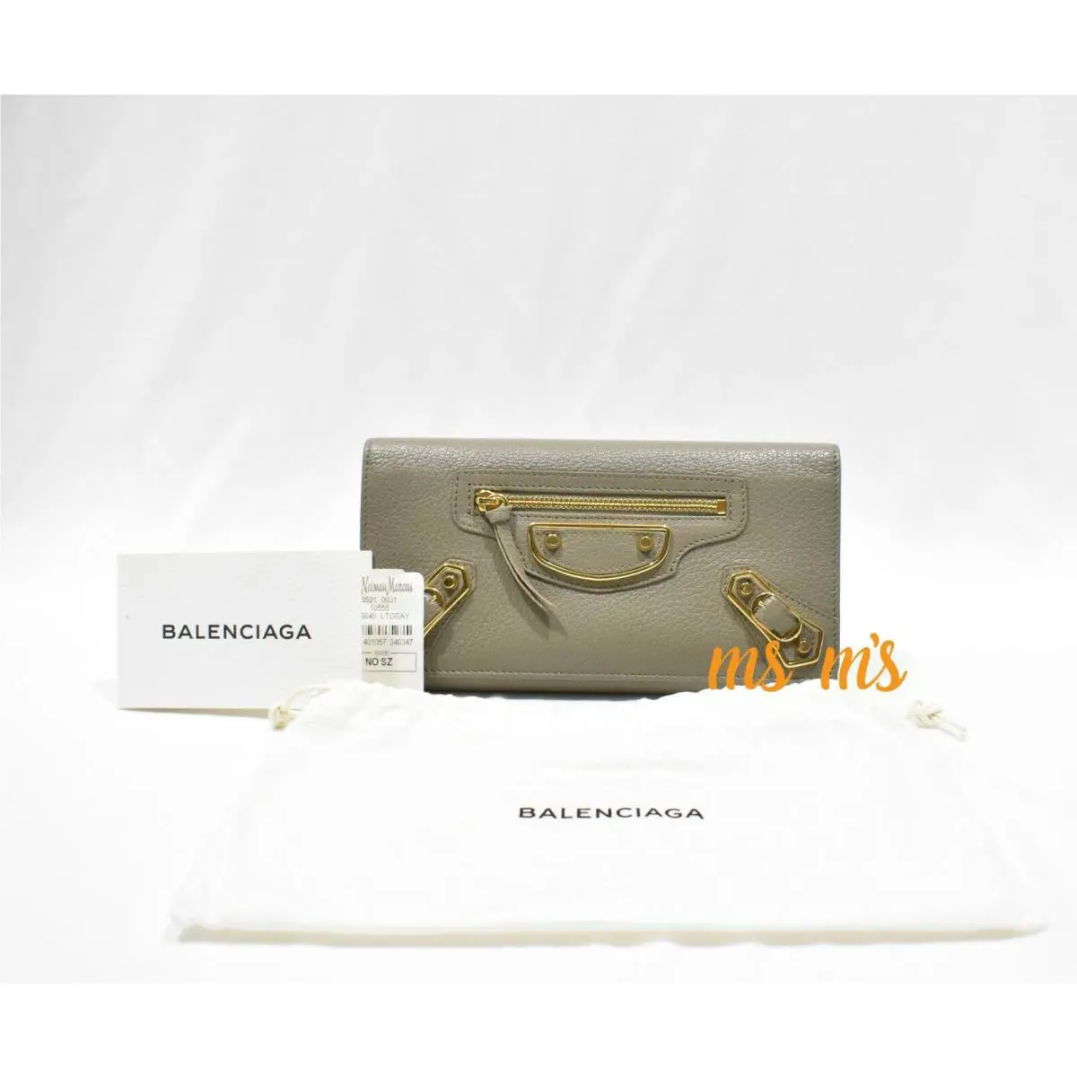 Balenciaga Light Gray Edge Goatskin Golden Hardware Money Wallet