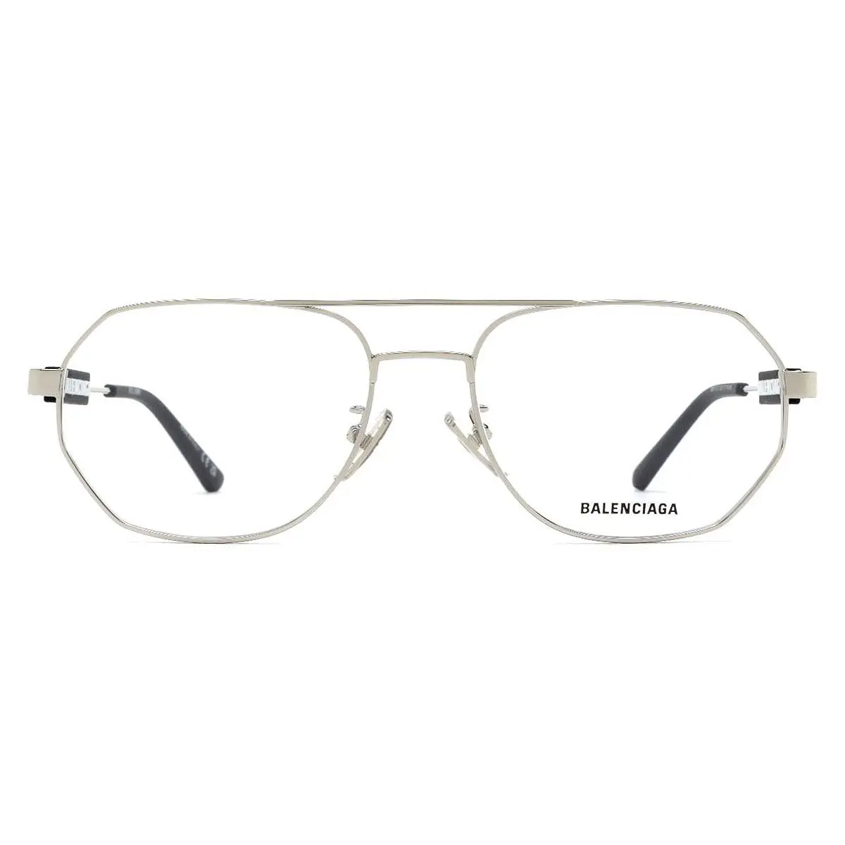 Balenciaga BB0117O Eyeglasses Unisex Silver Aviator 57mm