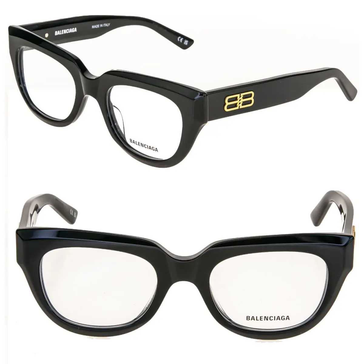 0239 Black Bold BB Logo Eyeglasses 50mm BB0239O Optical Frame 001 by Balenciaga