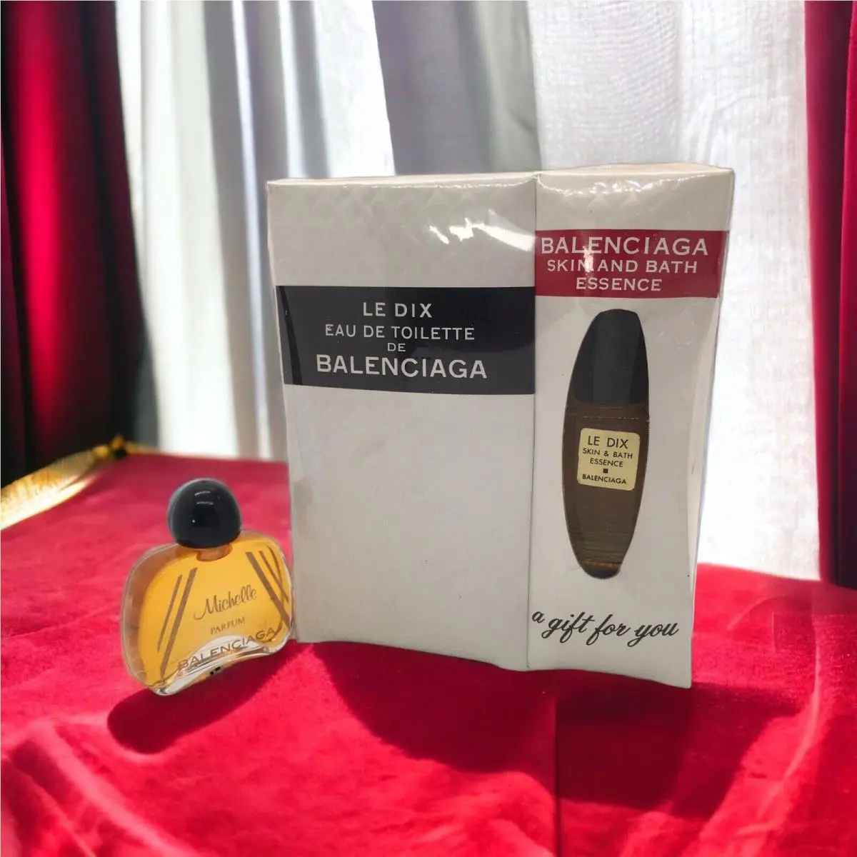 3PC Lot Vtg Balenciaga ‘michelle’ Mini Perfume + Vtg Balenciaga ‘le Dix’ Set