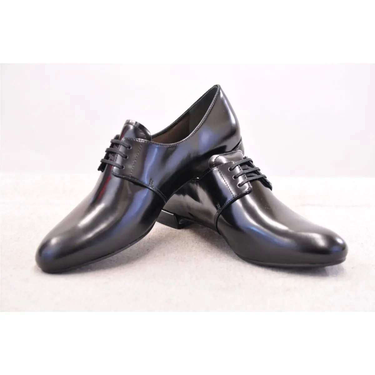 Prada Calz Donna Black Matte Leather Lace-up Oxford Shoes Size 37/7 US