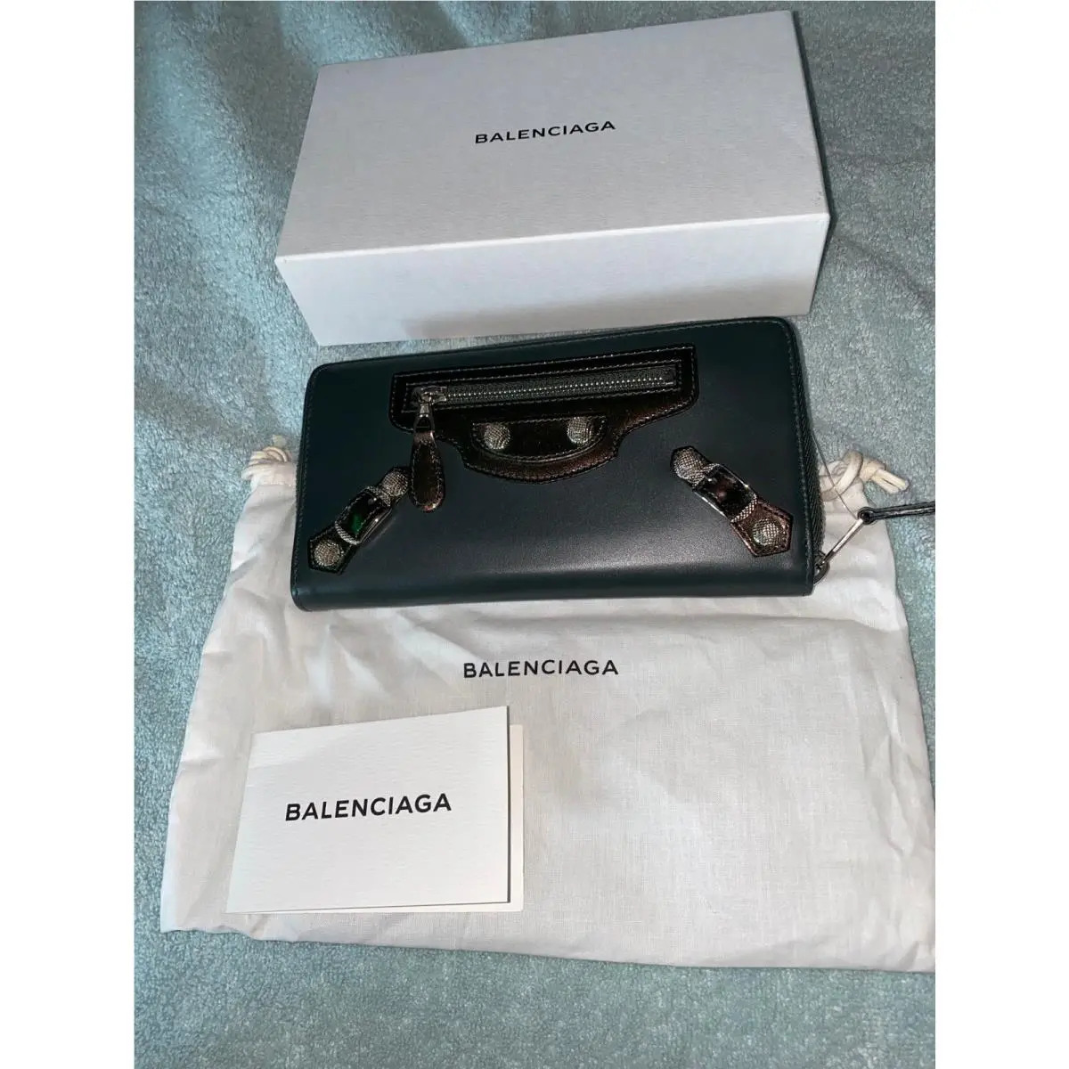 Balenciaga Wallet Green Silver Accents