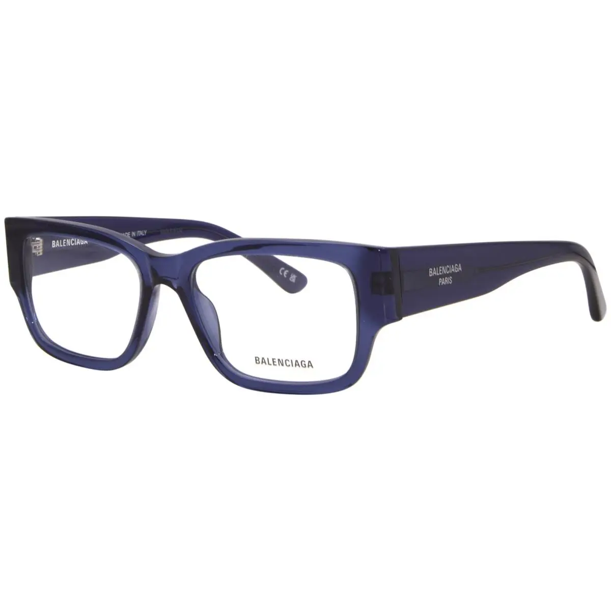 Balenciaga BB0371O 003 Eyeglasses Frame Men`s Blue Full Rim Square Shape 53mm
