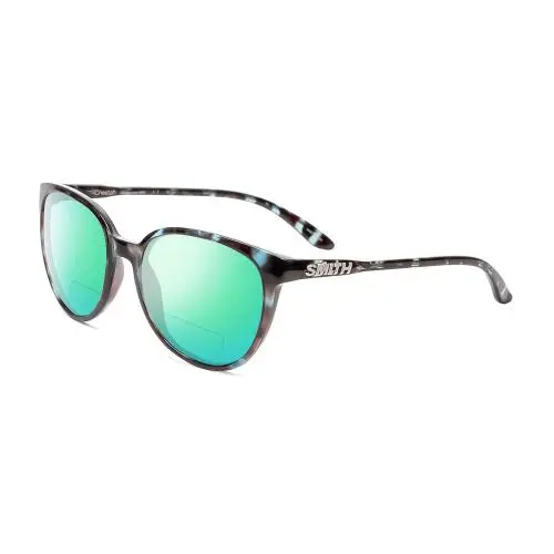 Smith Cheetah Women`s Polarized Bi-focal Sunglasses in Sky Tortoise Marble 54 mm Green Mirror by Smith Optics
