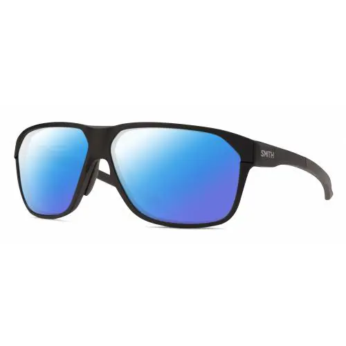 Leadout Pivlock Unisex Square Polarized Sunglasses Matte Black 63mm Blue Mirror Polar by Smith Optics
