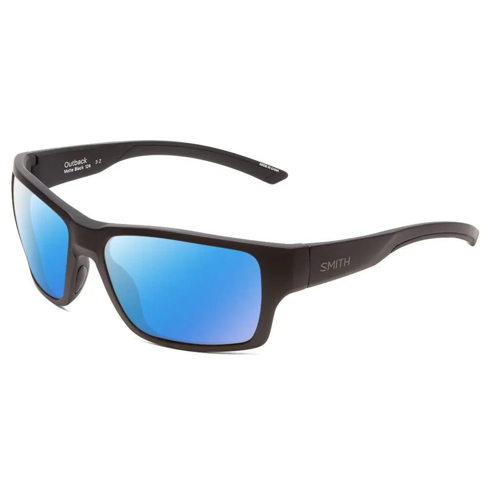 Smith Outback Designer Polarized Sunglasses in Matte Black 59 mm Pick Lens Color - Frame: Multicolor, Lens: Blue Mirror Polar
