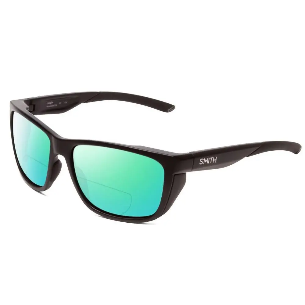 Longfin Wrap Polarized Bi-focal Sunglasses in Black 59mm 41 Options Green Mirror by Smith Optics