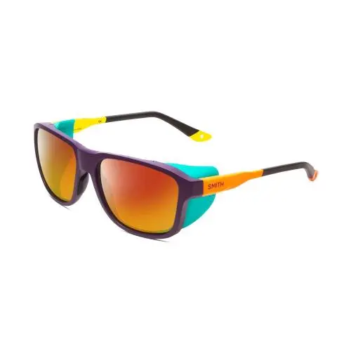 Embark Unisex Polarized Sunglasses Purple Cinder Brown Hi Viz 58 mm Red Mirror Polar by Smith Optics