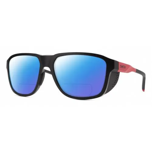 Smith Optic Embark Unisex Polarized Bifocal Sunglasses in Black/horizon Red 58mm Blue Mirror by Smith Optics