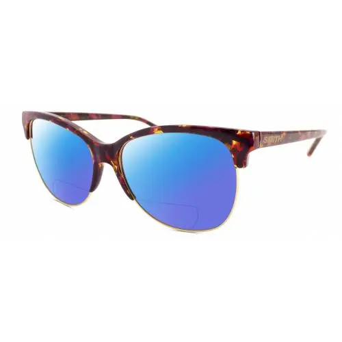 Rebel Cateye Polarized Bifocal Sunglasses Tortoise Purple Gold 58mm Blue Mirror by Smith Optics