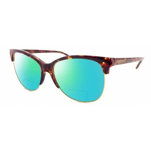Rebel Cateye Polarized Bifocal Sunglasses Tortoise Purple Gold 58mm Green Mirror by Smith Optics