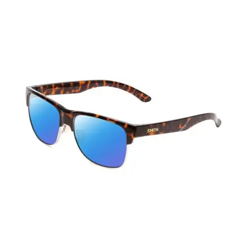 Lowdown Split Unisex Polarized Sunglasses Tortoise Havana Gold 56mm Blue Mirror Polar by Smith Optics