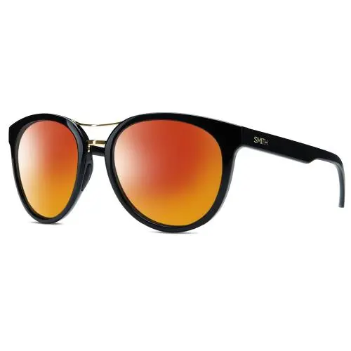 Bridgetown Womens Pantho Polarized Sunglasses Black Gold 54mm 4 Opt Red Mirror Polar by Smith Optics