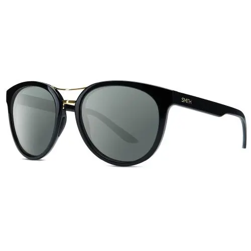 Bridgetown Womens Pantho Polarized Sunglasses Black Gold 54mm 4 Opt Smoke Grey Polar by Smith Optics