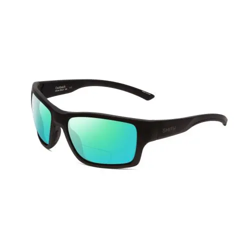 Outback Designer Unisex Polarized Bifocal Sunglasses in Black 59mm Green Mirror by Smith Optics