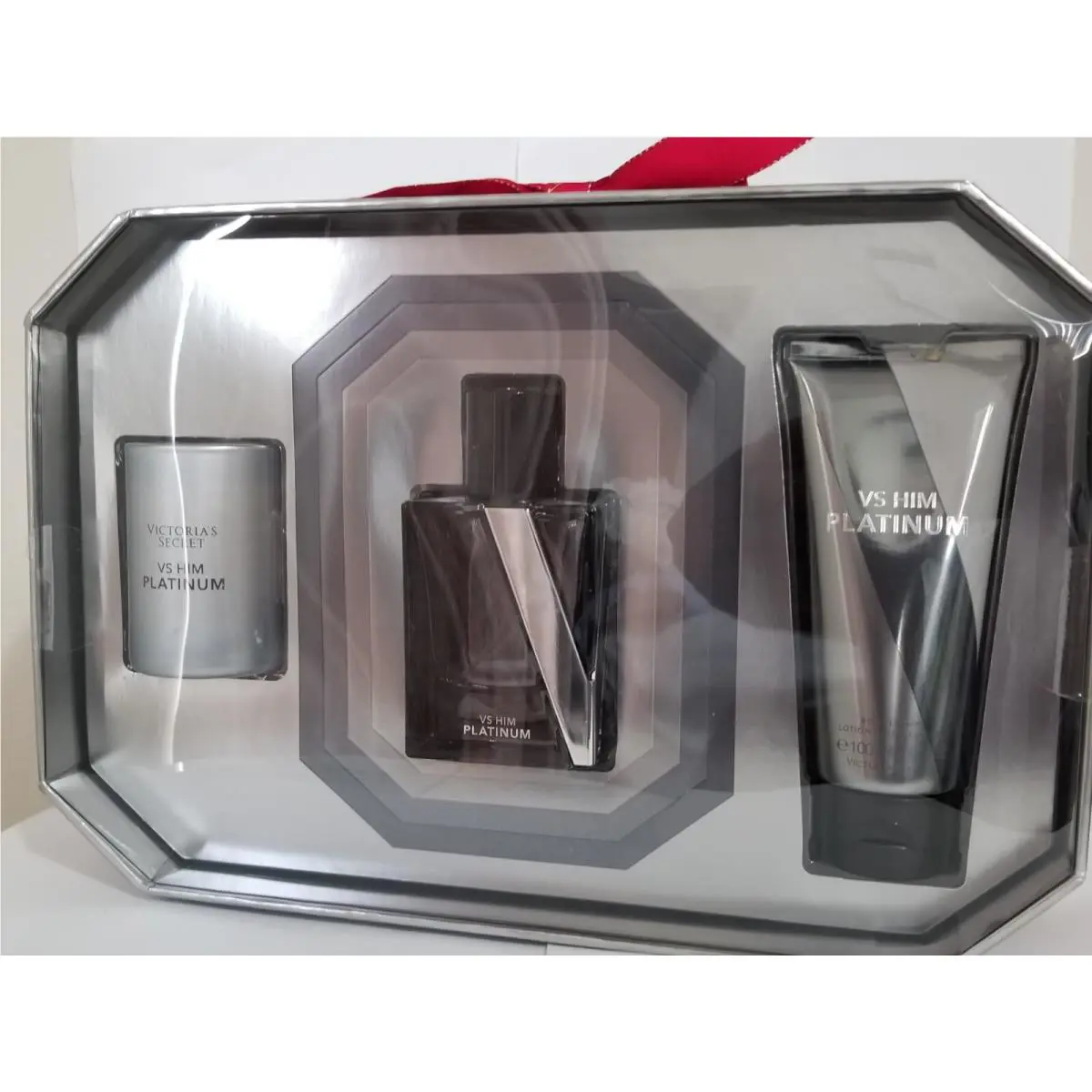 Victoria`s Secret Very Sexy Platinum For Him Cologne Lotion Candle Gift Set