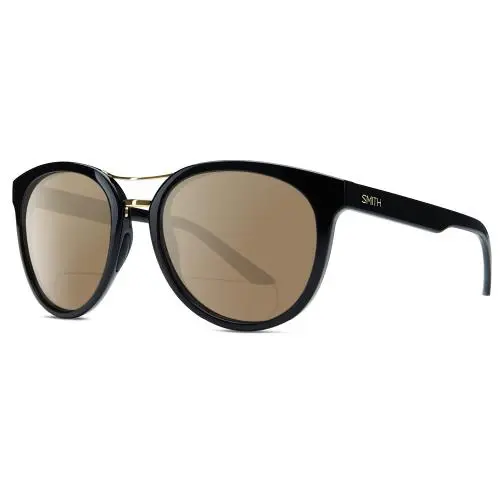 Bridgetown Women Panto Polarized Bifocal Sunglasses Black Gold 54mm Brown by Smith Optics