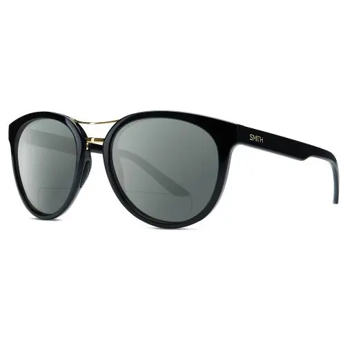 Bridgetown Women Panto Polarized Bifocal Sunglasses Black Gold 54mm Grey by Smith Optics