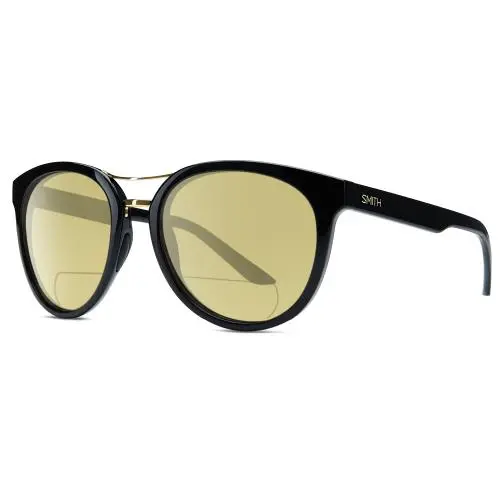 Bridgetown Women Panto Polarized Bifocal Sunglasses Black Gold 54mm Yellow by Smith Optics