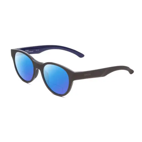Smith Optic Snare Unisex Round Polarized Bifocal Sunglasses Smoke Grey Blue 51mm - Frame: Multicolor, Lens: Blue Mirror