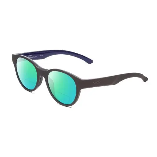 Smith Optic Snare Unisex Round Polarized Bifocal Sunglasses Smoke Grey Blue 51mm Green Mirror by Smith Optics