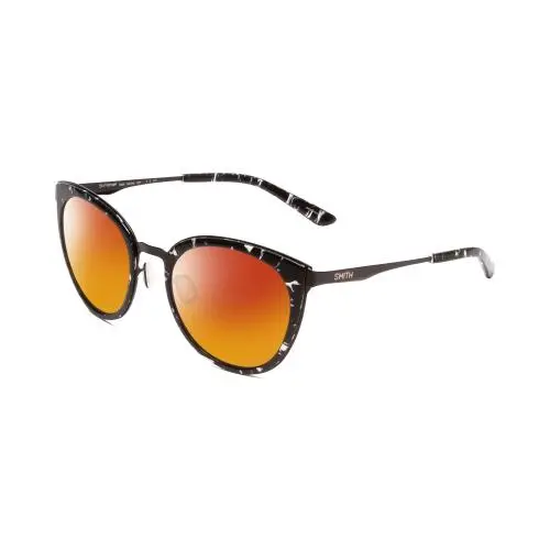Somerset Women Cateye Polarized Sunglass Black Marble Tortoise 53mm Red Mirror Polar by Smith Optics