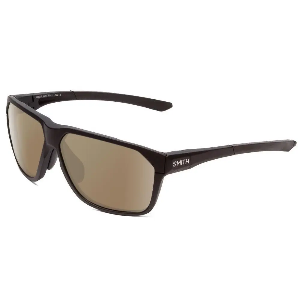Smith Leadout Designer Polarized Sunglasses in Matte Black 63 mm Pick Lens Color Amber Brown Polar by Smith Optics