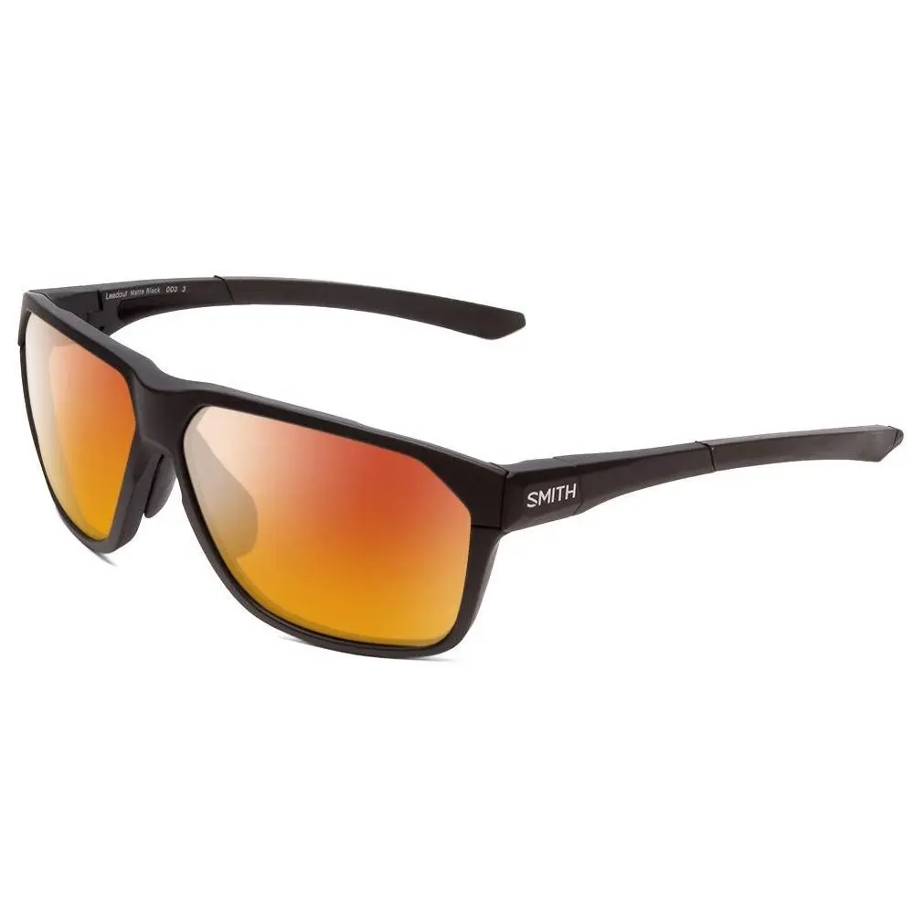 Smith Leadout Designer Polarized Sunglasses in Matte Black 63 mm Pick Lens Color Red Mirror Polar by Smith Optics