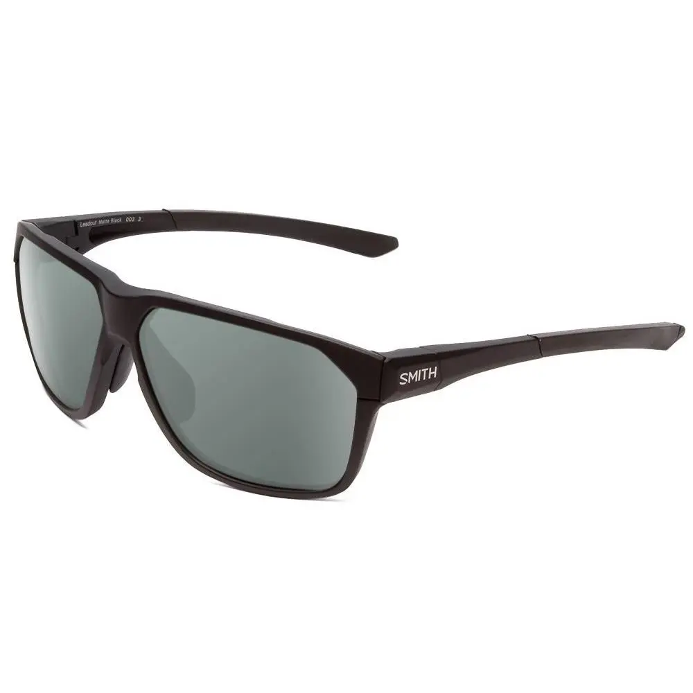Smith Leadout Designer Polarized Sunglasses in Matte Black 63 mm Pick Lens Color Smoke Grey Polar by Smith Optics