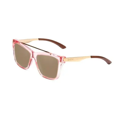 Runaround Womens Cateye Polarized Sunglasses Pink Crystal Gold 55mm Amber Brown Polar by Smith Optics