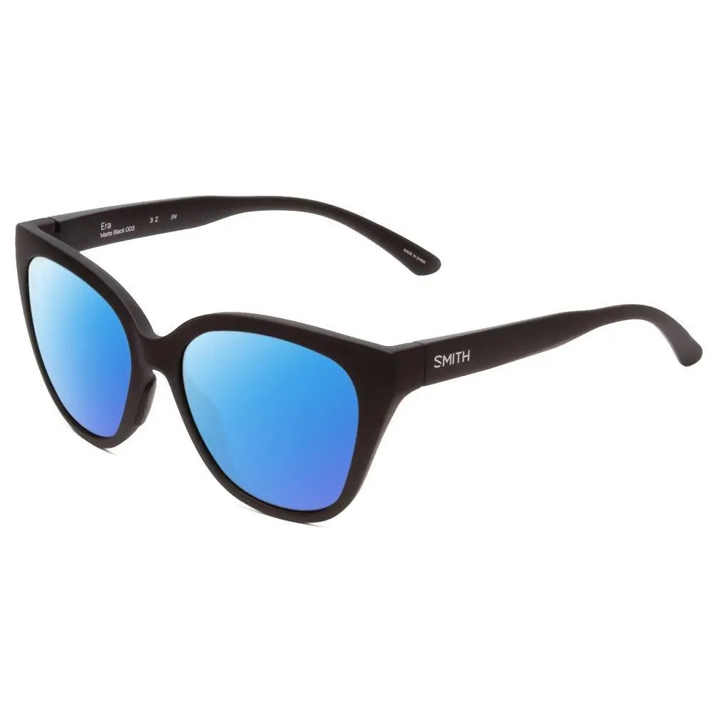 Smith Era Ladies Cateye Polarized Sunglasses Matte Black 55 mm Choose Lens Color Blue Mirror Polar by Smith Optics