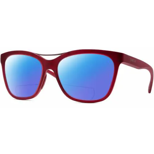 Smith Optics Cavalier-lpa Cat Eye Polarized Bifocal Sunglasses Red Gunmetal 55mm - Frame: Multicolor, Lens: Blue Mirror