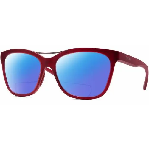 Cavalier-lpa Cat Eye Polarized Bifocal Sunglasses Red Gunmetal 55mm Blue Mirror by Smith Optics