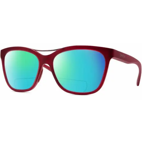 Cavalier-lpa Cat Eye Polarized Bifocal Sunglasses Red Gunmetal 55mm Green Mirror by Smith Optics