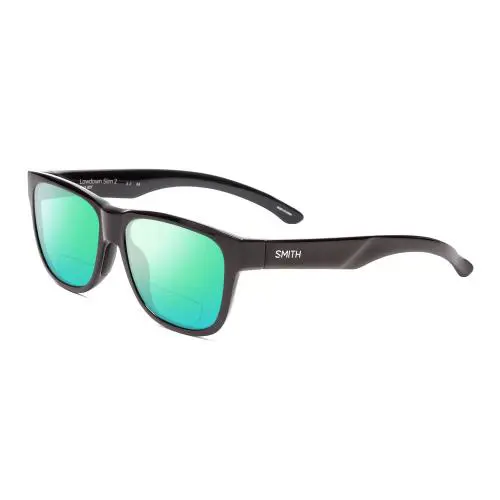 Smith Lowdown Slim 2 Bi-focal Polarized Sunglasses 41 Option in Gloss Black 53mm Green Mirror by Smith Optics
