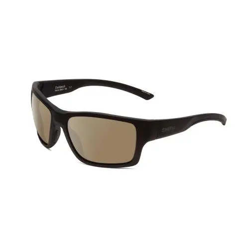 Smith Optic Outback Unisex Designer Square Polarized Sunglasses Matte Black 59mm Amber Brown Polar by Smith Optics