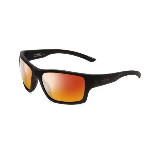Smith Optic Outback Unisex Designer Square Polarized Sunglasses Matte Black 59mm Red Mirror Polar by Smith Optics