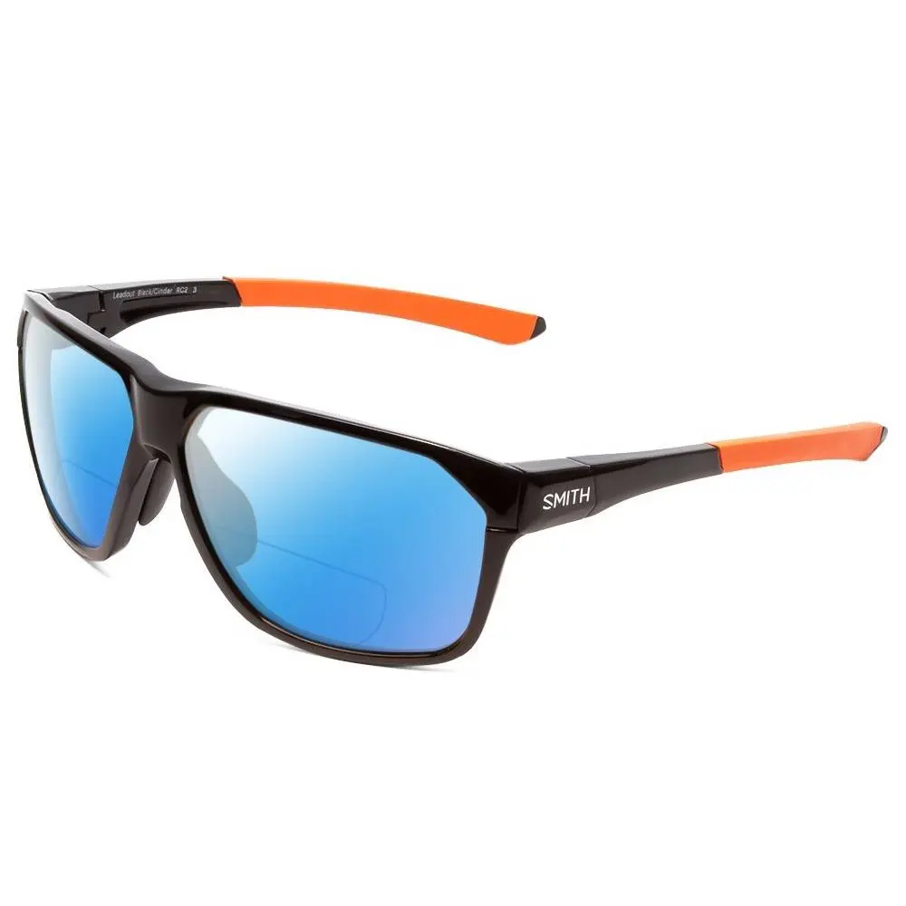 Smith Leadout Polarized Bi-focal Sunglasses in Black Orange 63mm 41 Lens Options Blue Mirror by Smith Optics