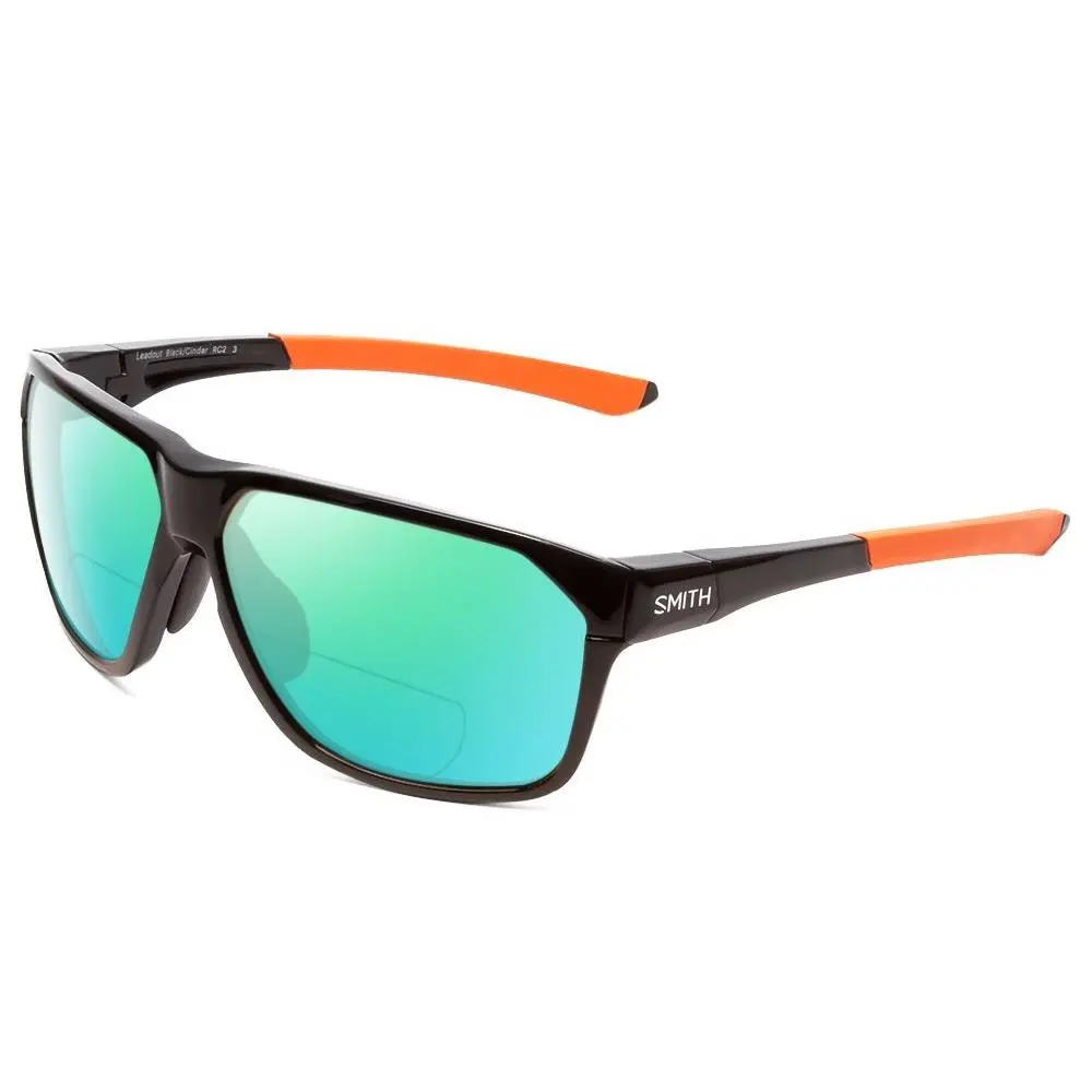 Smith Leadout Polarized Bi-focal Sunglasses in Black Orange 63mm 41 Lens Options Green Mirror by Smith Optics