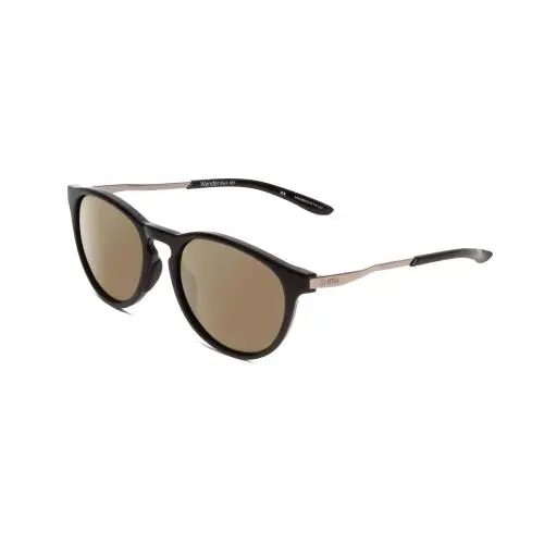 Wander Unisex Round Polarized Sunglasses Gloss Black 55mm 4 Options Amber Brown Polar by Smith Optics