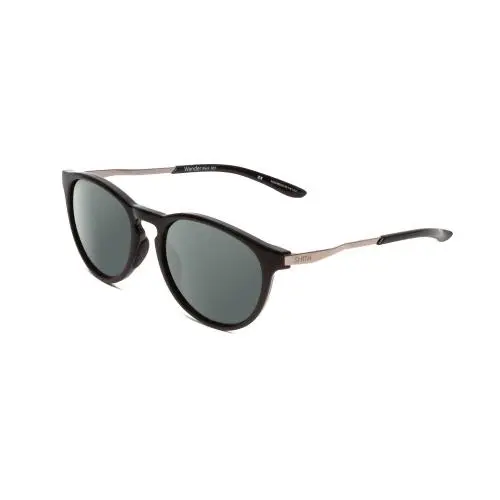 Wander Unisex Round Polarized Sunglasses Gloss Black 55mm 4 Options Smoke Grey Polar by Smith Optics
