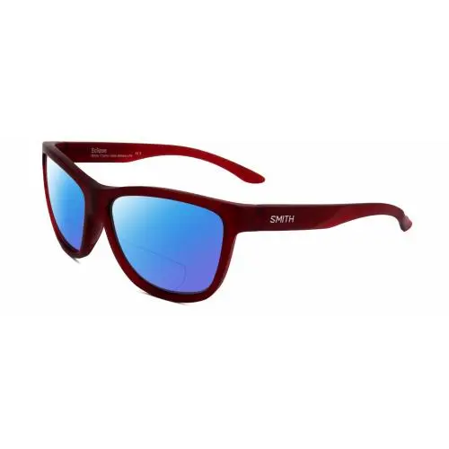 Eclipse Unisex Cateye Polarized Bifocal Sunglasses Crystal Red 58mm Blue Mirror by Smith Optics