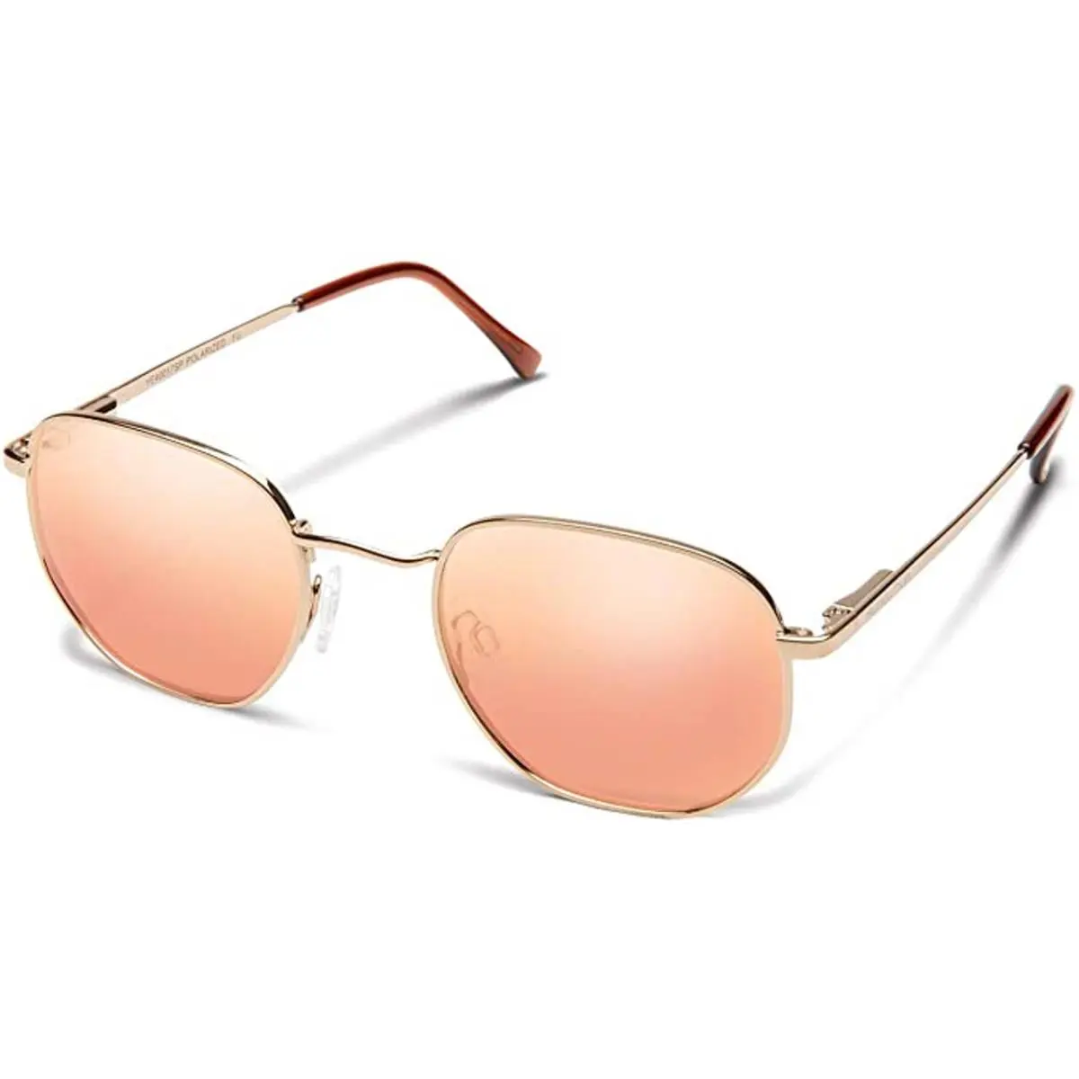 Suncloud Del Ray Polarized Sunglasses by Smith Hexagon Metal Pilot 4 Options Rose Gold/Polarized Pink Gold Mirror by Smith Optics