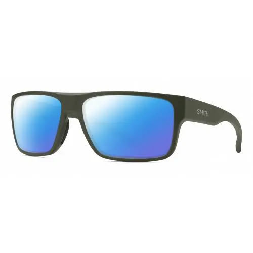 Soundtrack Unisex Rectangle Polarized Sunglasses in Moss Green 61mm Blue Mirror Polar by Smith Optics