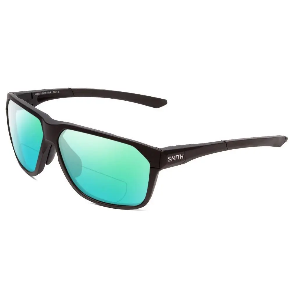 Smith Leadout Polarized Bi-focal Sunglasses in Matte Black 63 mm 41 Lens Options Green Mirror by Smith Optics