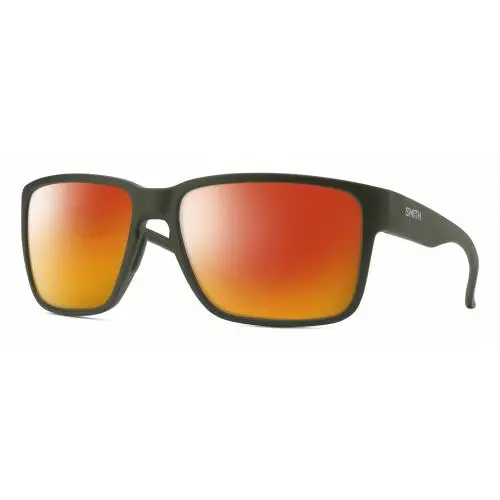 Emerge Unisex Square Polarized Sunglasses in Matte Moss Green 60 mm Red Mirror Polar by Smith Optics