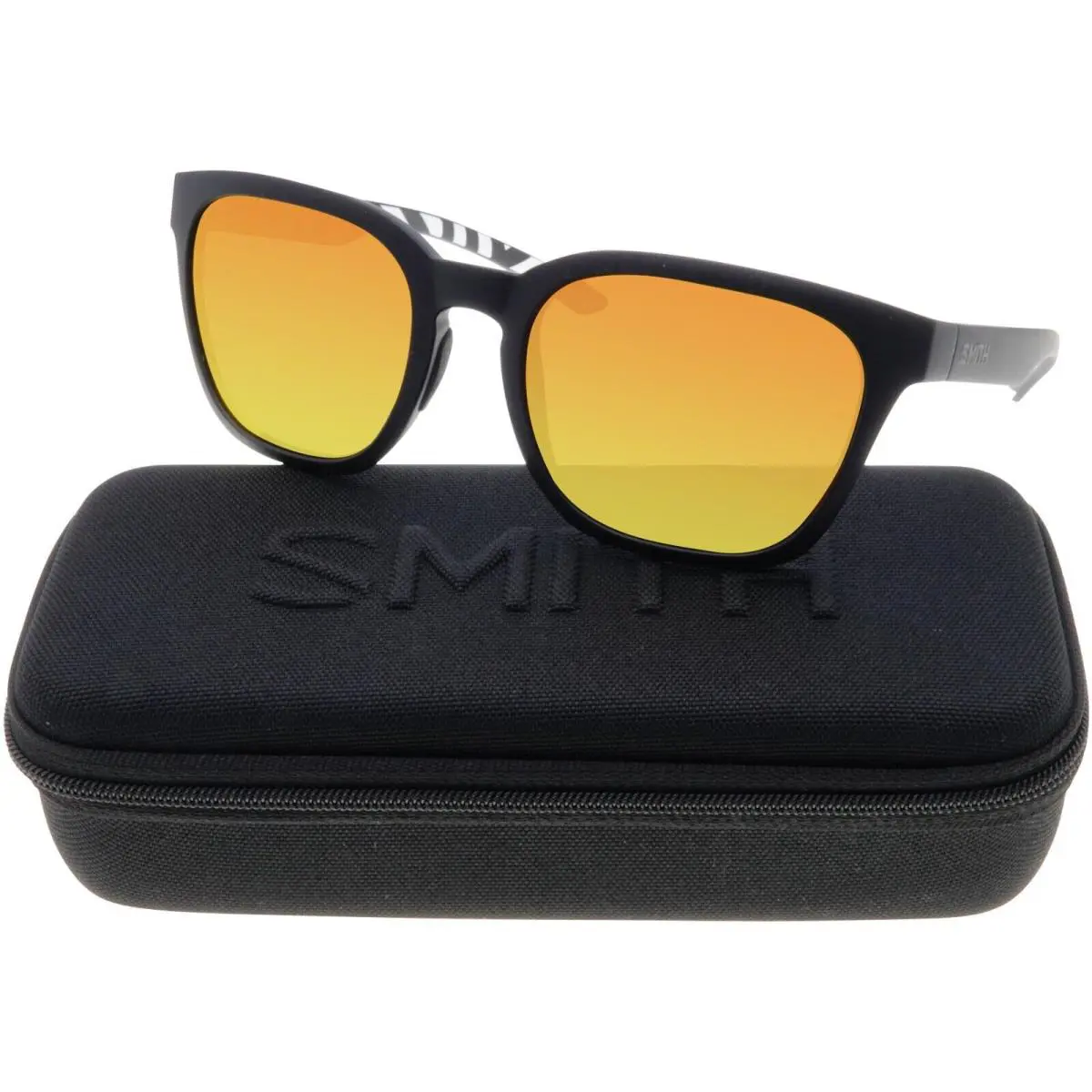 Smith Sunglasses Founder S37/X6 Matte Black Zebra Chromapop Red Mirror Lenses