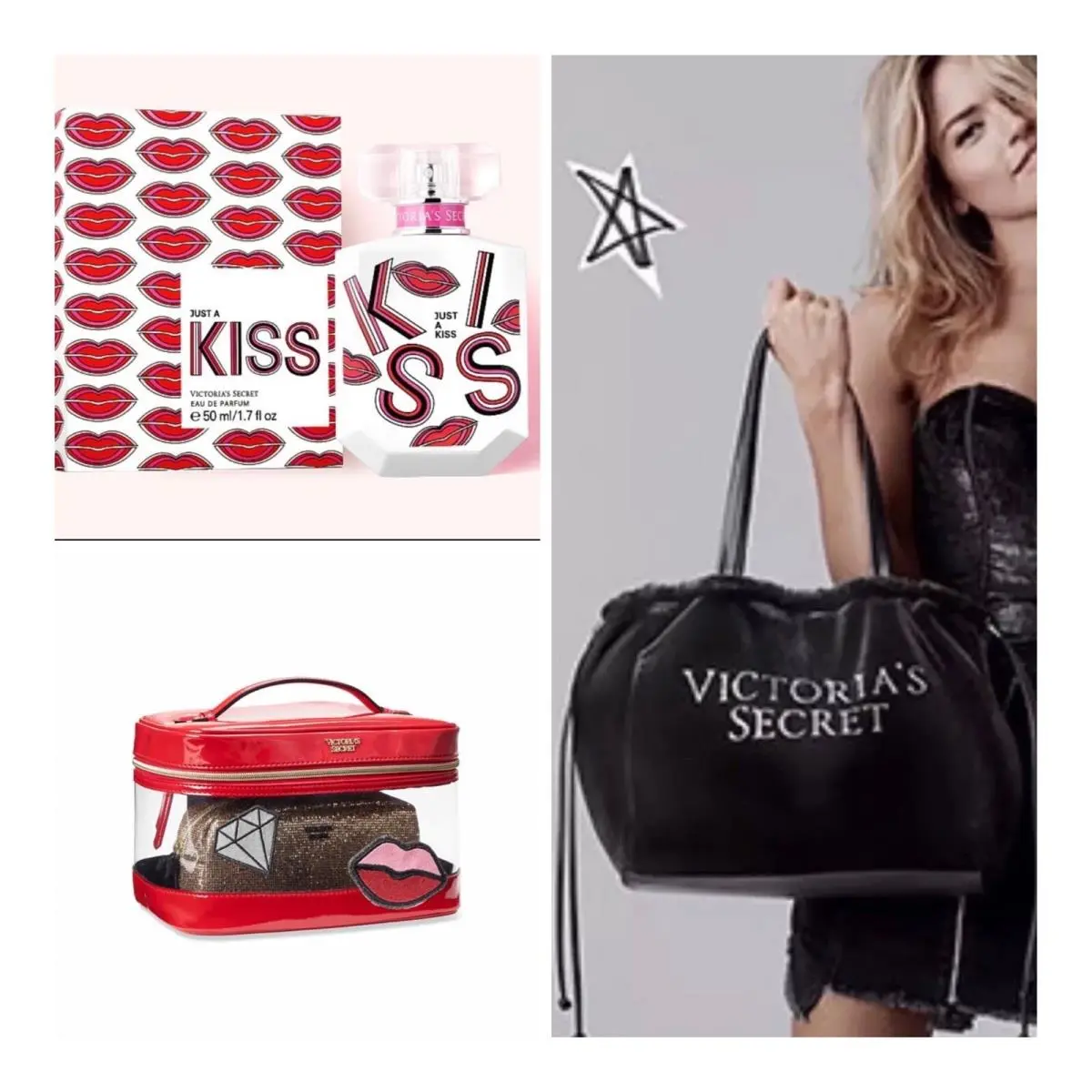 Victoria’s Secret Just A Kiss Eau de Parfum 1.7 Fl.oz. / Tote Bag / Train Case