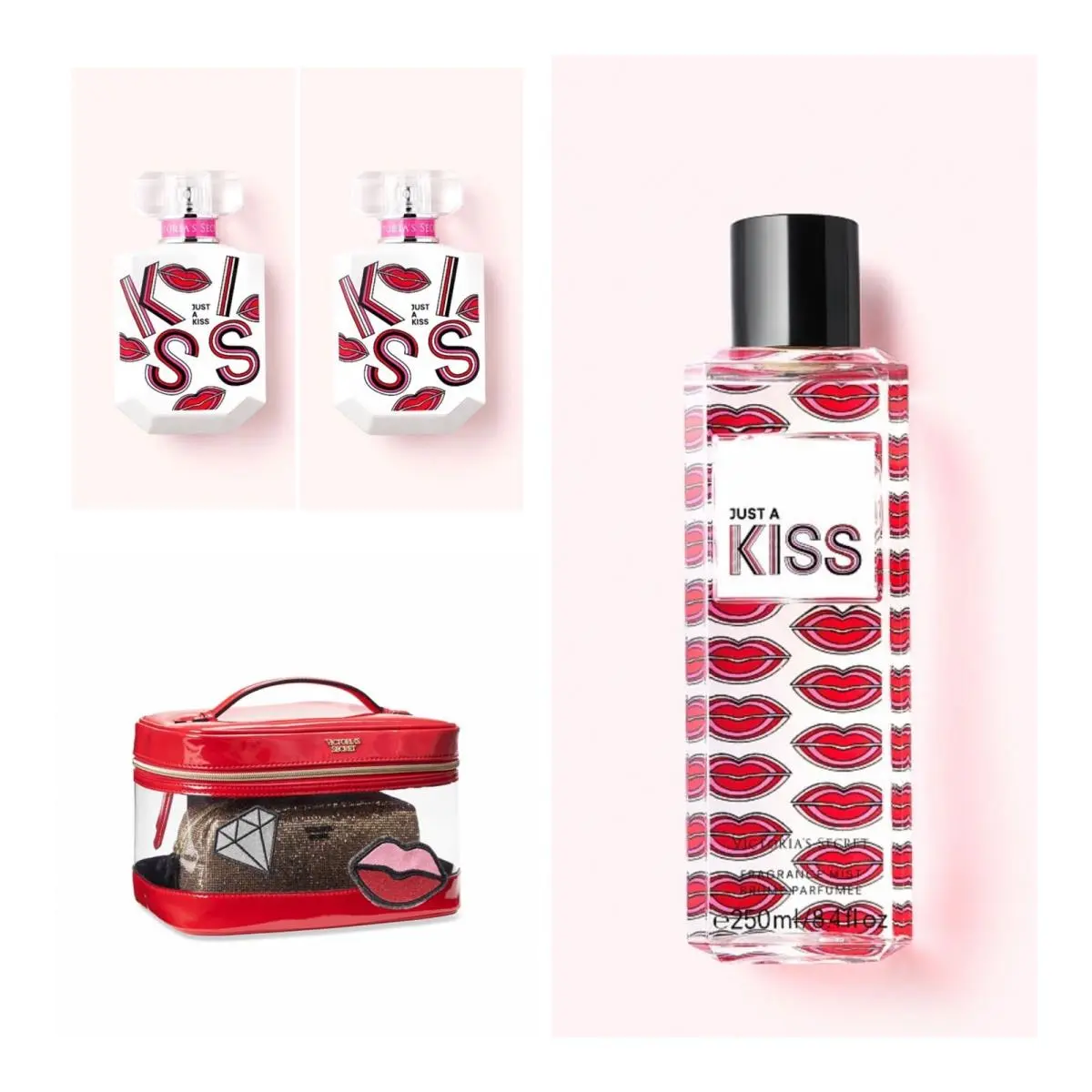 Victoria’s Secret Just A Kiss Eau de Parfum 1.7 Fl.oz. 2 /mist /vs Train Case