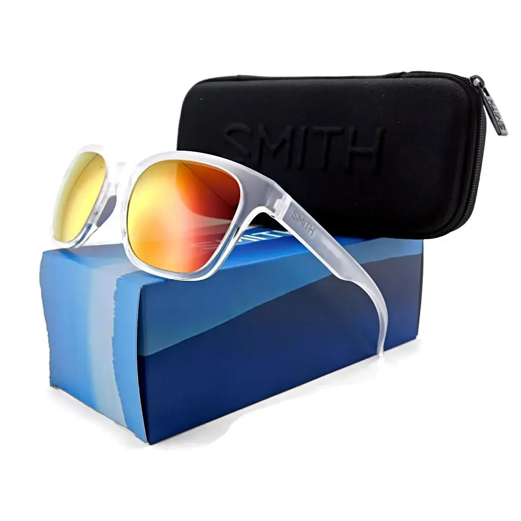 Smith Founder Slim Sunglasses Ffa/ao Crystal Matte Clear / Red Mirror Lens